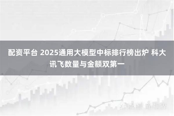 配资平台 2025通用大模型中标排行榜出炉 科大讯飞数量与金额双第一